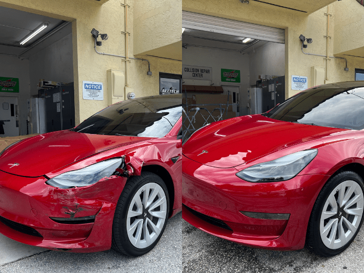 Alltech Collision & Paint Tesla Approved Body Shop before and after